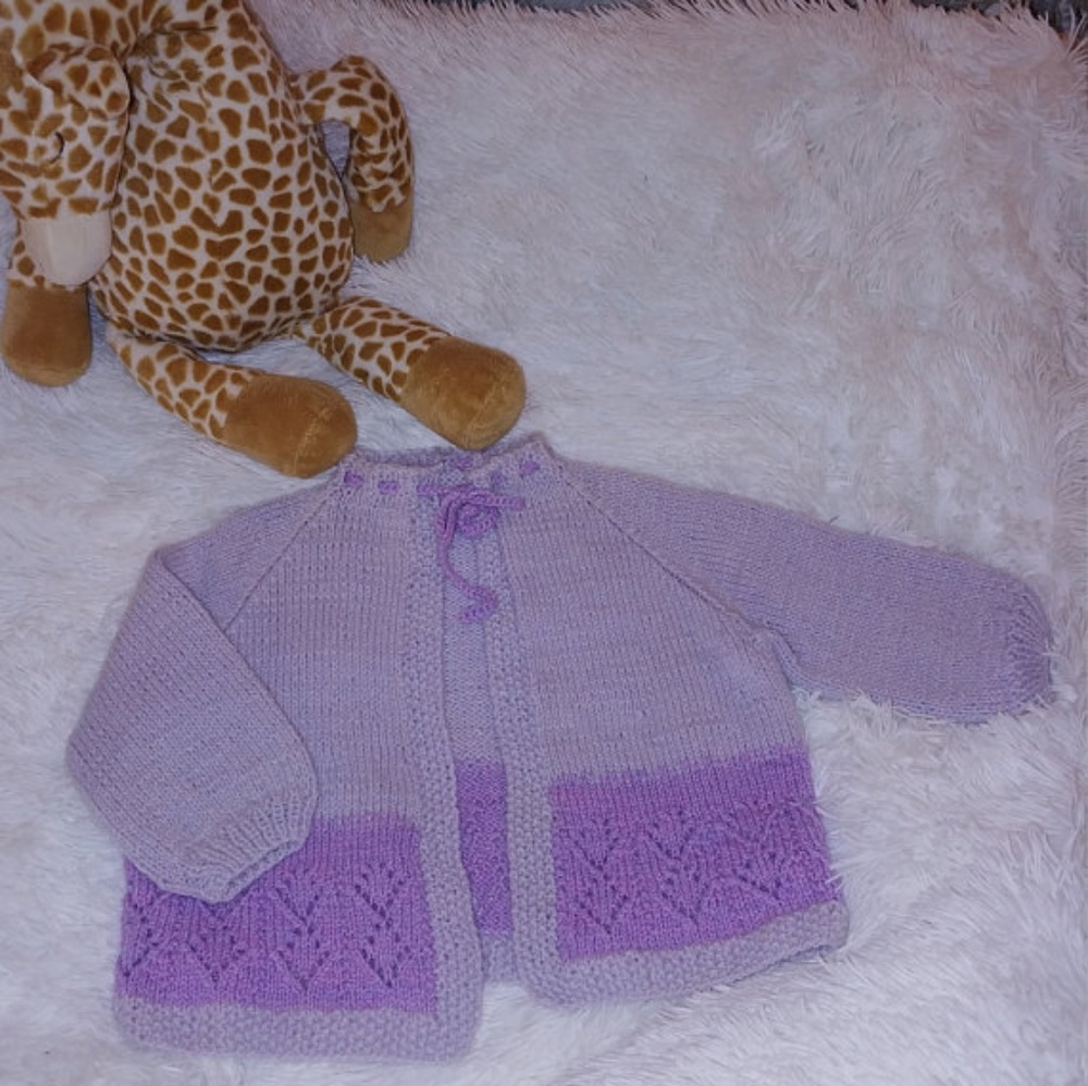 Knitted Baby Lavender Purple Spring Sweater Easter